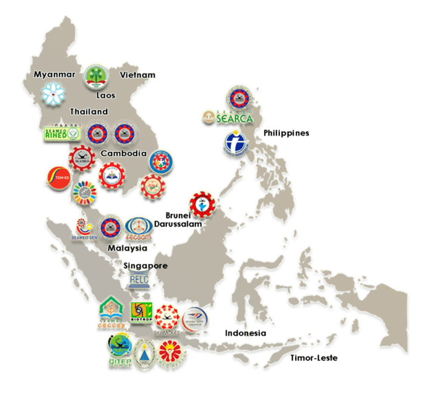 Map of SEAMEO Centres across Southeast Asia